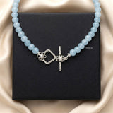 Blue Agate Silver Toggle Necklace