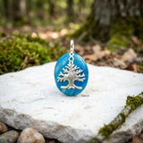 Natural Blue Banded Onyx sterling silver Tree of Life pendant for everyday wear