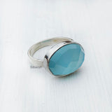 Blue Chalcedony Facetted Silver Ring