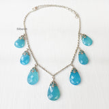 Blue Chalcedony Filigree Silver Necklace