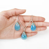 Blue Chalcedony Filigree Silver Necklace