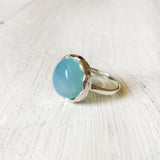 Blue Chalcedony Knotted Silver Ring