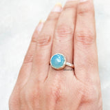 Blue Chalcedony Knotted Silver Ring