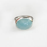 Blue Chalcedony Matka Silver Ring