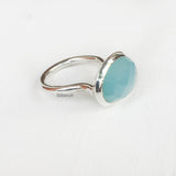 Blue Chalcedony Matka Silver Ring