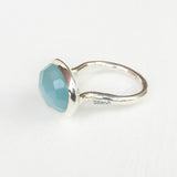 Blue Chalcedony Matka Silver Ring