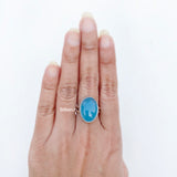 Blue Chalcedony Oval Silver Ring