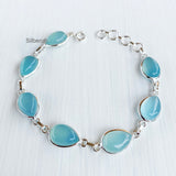 Blue Chalcedony Silver Bracelet