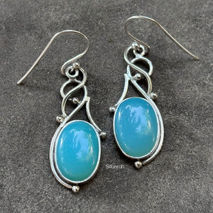 Blue Chalcedony Silver Earring