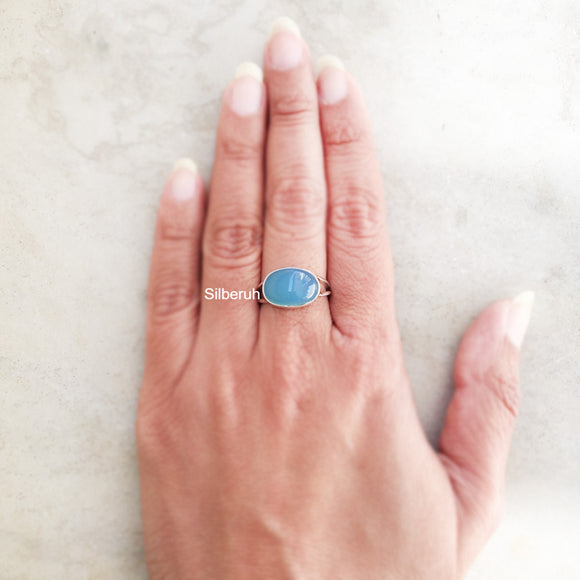 Blue Chalcedony Silver Ring