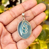 925 sterling silver Blue Chalcedony swirl pendant front view