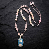 Blue Chalcedony & Morganite Silver Necklace