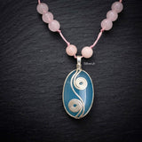 Blue Chalcedony & Morganite Silver Necklace