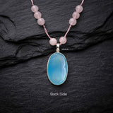 Blue Chalcedony & Morganite Silver Necklace