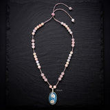 Blue Chalcedony & Morganite Silver Necklace