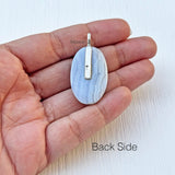 Blue Lace Agate Filigree Silver Pendant