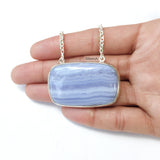 Blue Lace Agate Silver Necklace