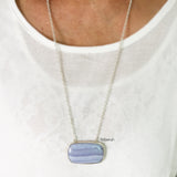 Blue Lace Agate Silver Necklace