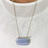 Blue Lace Agate Silver Necklace
