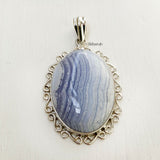 Blue Lace Agate Silver Pendant