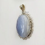 Blue Lace Agate Silver Pendant