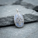 925 sterling silver Blue Lace Agate Tree of Life pendant with natural gemstone