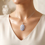 Handcrafted Blue Lace Agate Tree of Life pendant in sterling silver