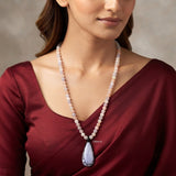 Blue Lace Agate & Morganite Beaded Necklace