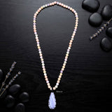 Blue Lace Agate & Morganite Beaded Necklace