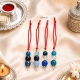 925 Sterling Silver Blue Onyx Beaded Lumba Rakhi for Bhabhi