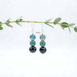 Blue Onyx, Azurite & Facetted Black Onyx Silver Earring