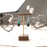 Blue Onyx, Azurite & Facetted Black Onyx Silver Earring