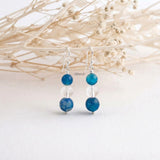 Blue Onyx & Crystal Quartz Silver Earring
