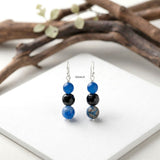 Blue Onyx & Facetted Black Onyx Silver Earring