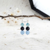 Blue Onyx & Facetted Blue Sunstone Silver Earring