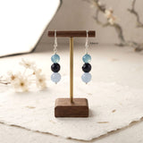 Blue Onyx & Facetted Blue Sunstone Silver Earring