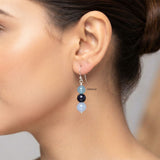 Blue Onyx & Facetted Blue Sunstone Silver Earring