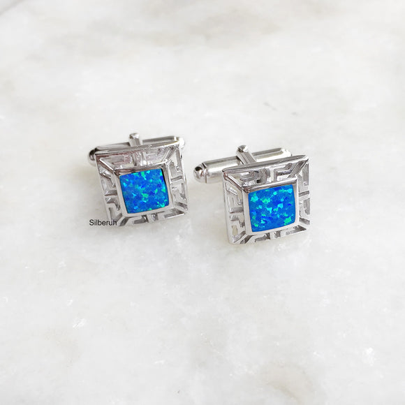 Blue Opal Greek Silver Cufflink