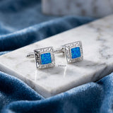 opal gemstone cufflinks for men India sterling silver
