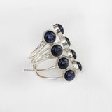 Blue Sunstone Adjustable Silver Ring