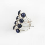 Blue Sunstone Adjustable Silver Ring