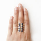 Blue Sunstone Adjustable Silver Ring