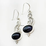 Blue Sunstone Curve Silver Earring