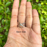 Blue Sunstone Facetted Silver Adjustable Ring