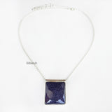 Blue Sunstone Facetted Silver Necklace