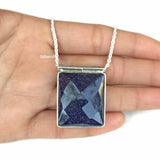Blue Sunstone Facetted Silver Necklace