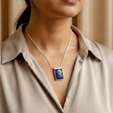 Blue Sunstone Facetted Silver Necklace