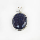 Blue Sunstone Facetted Silver Pendant