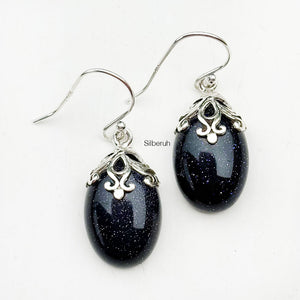 Blue Sunstone Filigree Silver Earring