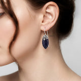 blue sunstone marquise earrings filigree design India
